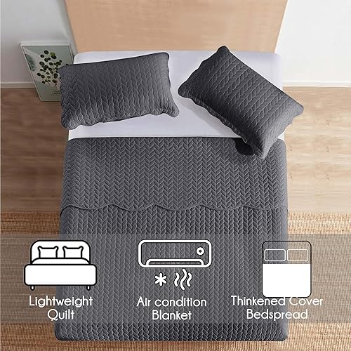 Vista 29 de IR Imperial Rooms - Juego de colcha individual (68 x 86 pulgadas) + 1 funda de almohada (20 x 26 + 2 pulgadas), 2 piezas, ligera, reversible