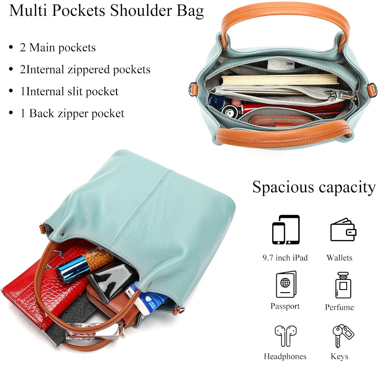 Genuine Leather Women Handbags and Purses Designer Medium Tote Bag Fashion Shoulder Crossbody Satchel Hobo Bag
