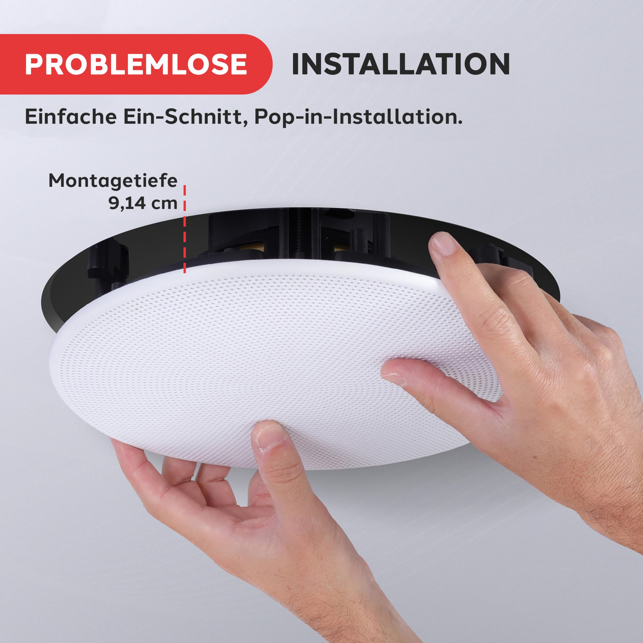 Pyle Deckenlautsprecher / Wandlautsprecher 250 Watt Einbaulautsprecher – Flache 8” (20cm) 2-Wege-Lautsprecher als Stereo Sound System – Einfacher Einbau in Flush Design mit Rundem/Quadratischem Gitter