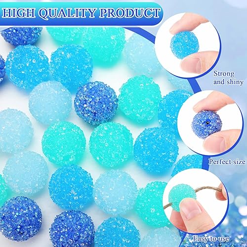 Miniatura 3 de Sasylvia 120 cuentas de diamantes de imitación de 0.78 pulgadas (0.787 in) con cuentas redondas de bola de discoteca gruesas, cuentas de chicle,
