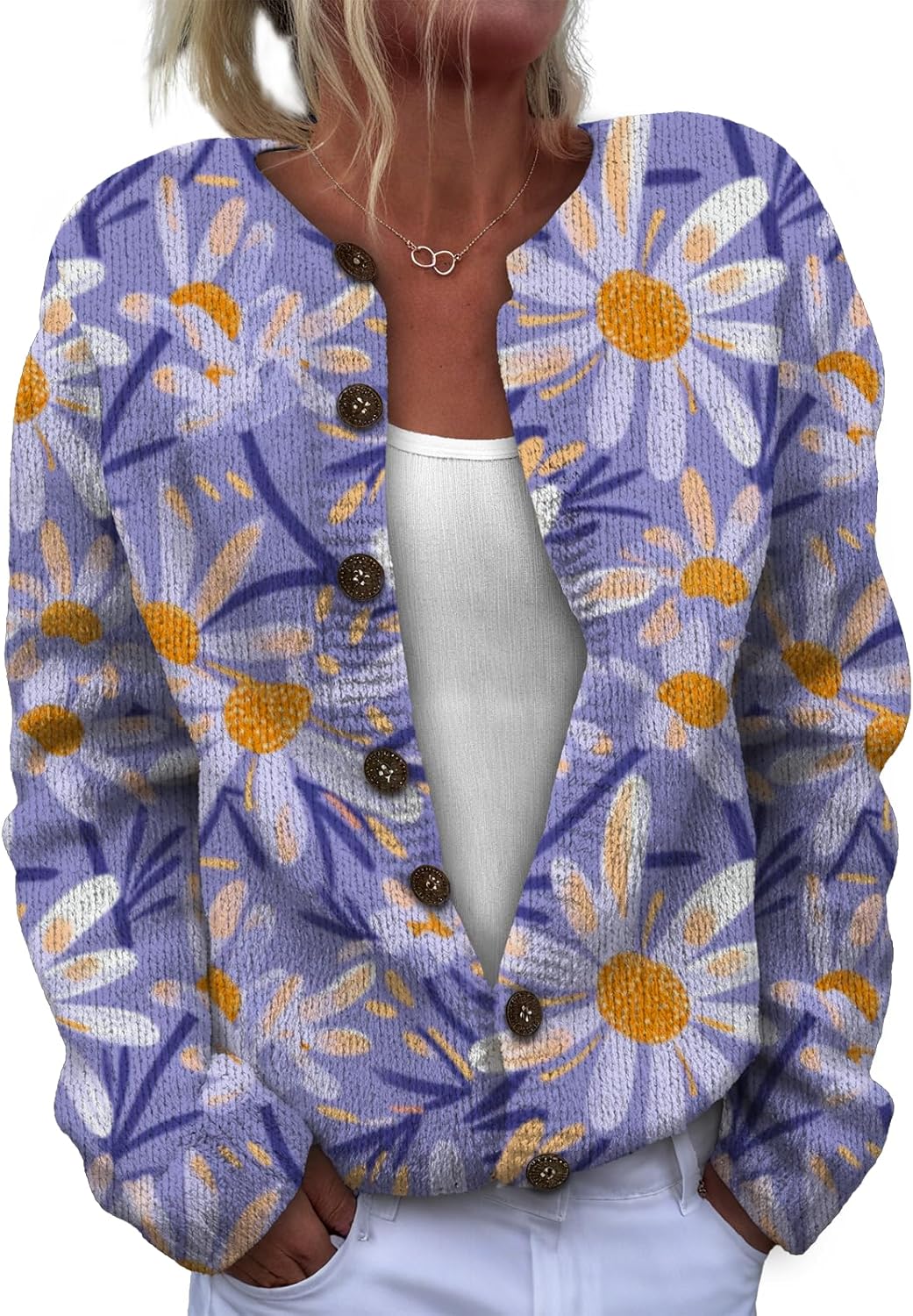 Cardigan Sweaters for Women Casual Button Up Long Sleeve Sweaters Trendy Active Urbanwear Fall Fashion Outfits