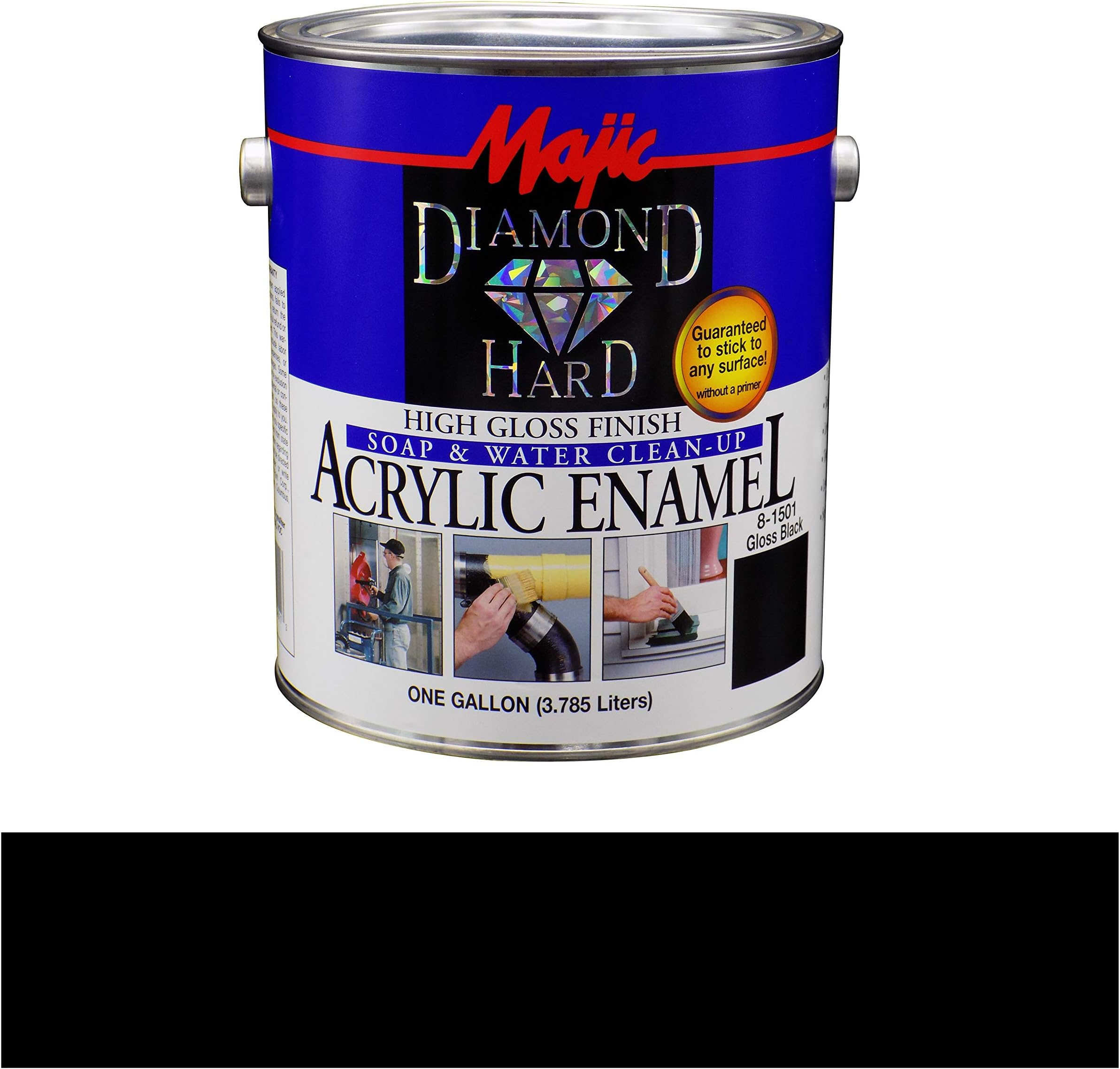 Majic Paints 8-1501-1 Diamond Hard Acrylic Enamel High Gloss Paint, 128 oz / 1-Gallon, 11 Black