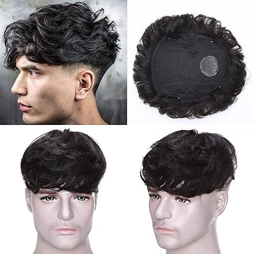 SEGO Touppe - Cubrecabello humano para hombre con cabello corto, densidad del 150%, base mono, 100% cabello humano de 4 pulgadas, peluca de repuesto