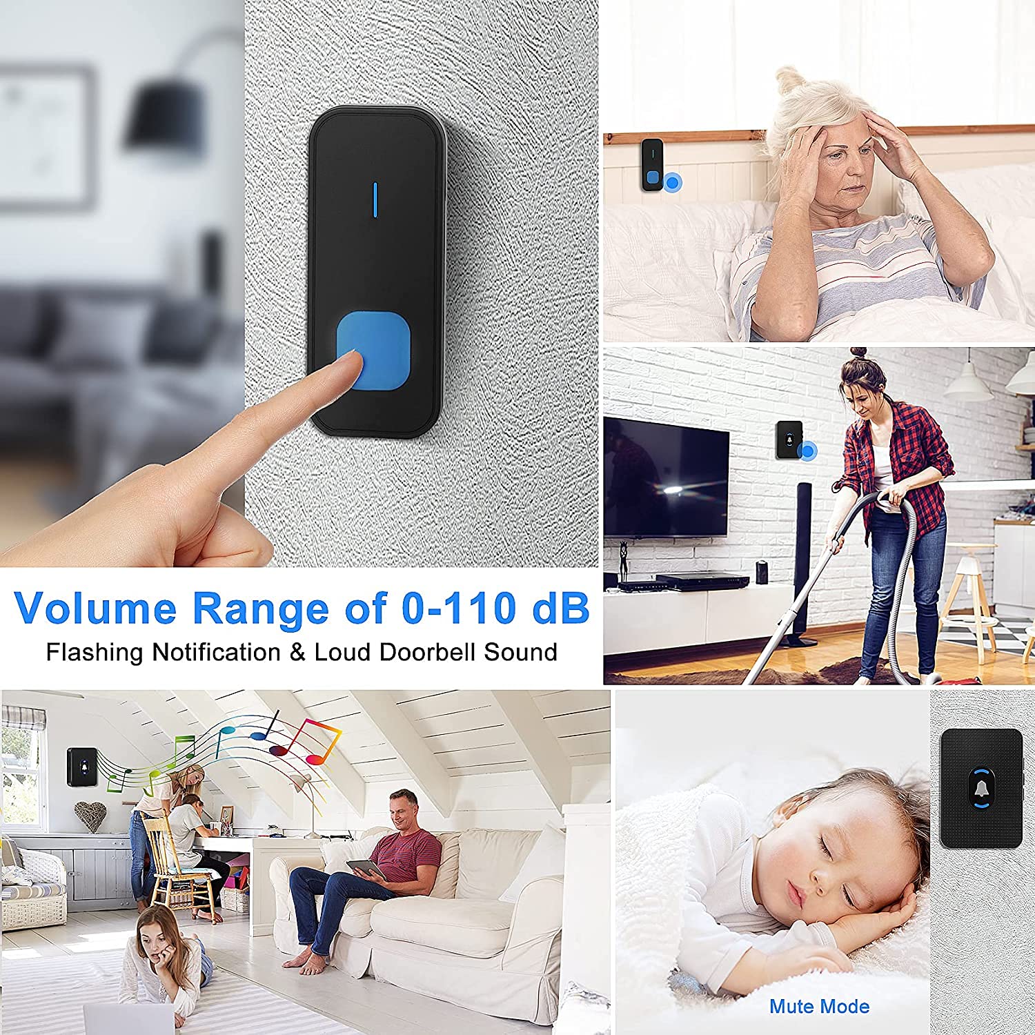 Doorbell Wireless, Eocean Door Bell Ringer Kit with Waterproof