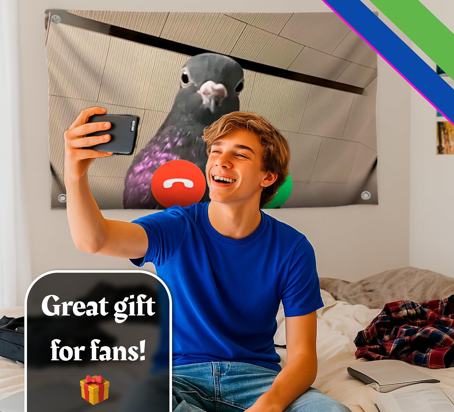 3x5 Feet Meme Flag Funny Dove with Four Brass Grommets - Single Sided Cool Meme Banners for Room - Funny Polyester Tapestry for Guys Bedroom - Tapestries for College Dorm - Image 5