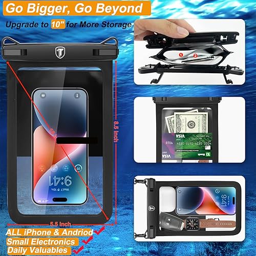Miniatura 2 de Takfox Funda impermeable extra grande para Samsung Galaxy S25 Ultra S24 Plus S23 Note 20 A36 A35 A16 A15 iPhone 16E 16 Pro Max [hasta 10 pulgadas]