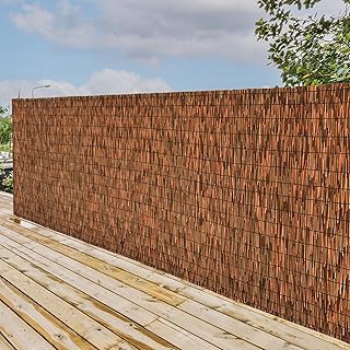 Brown 2 Pack 3.3FT X 16.4FT Reed Fencing Roll, Balcony Privacy Shade Reed Bamboo Fencing Garden Fence Border, Wind Block Sunshade Fence Screen for Outdoor Yard Patio Flower Bed Edge