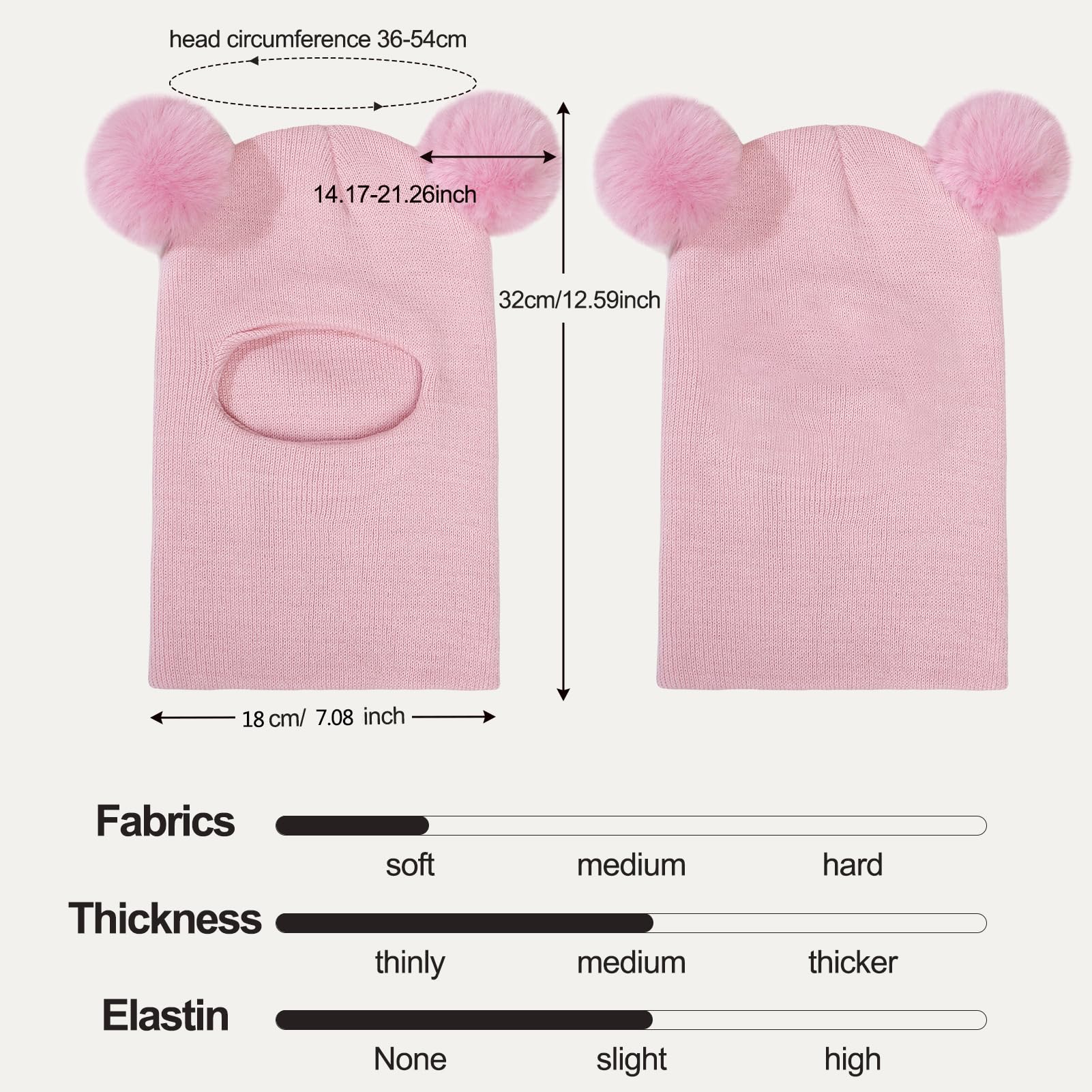 Toddler Winter Hat Baby Scarf Earflap Hood Skull Caps Boys Girls Winter Scarf Hat Set 1-6T Kids Beanie Balaclave Pink Color