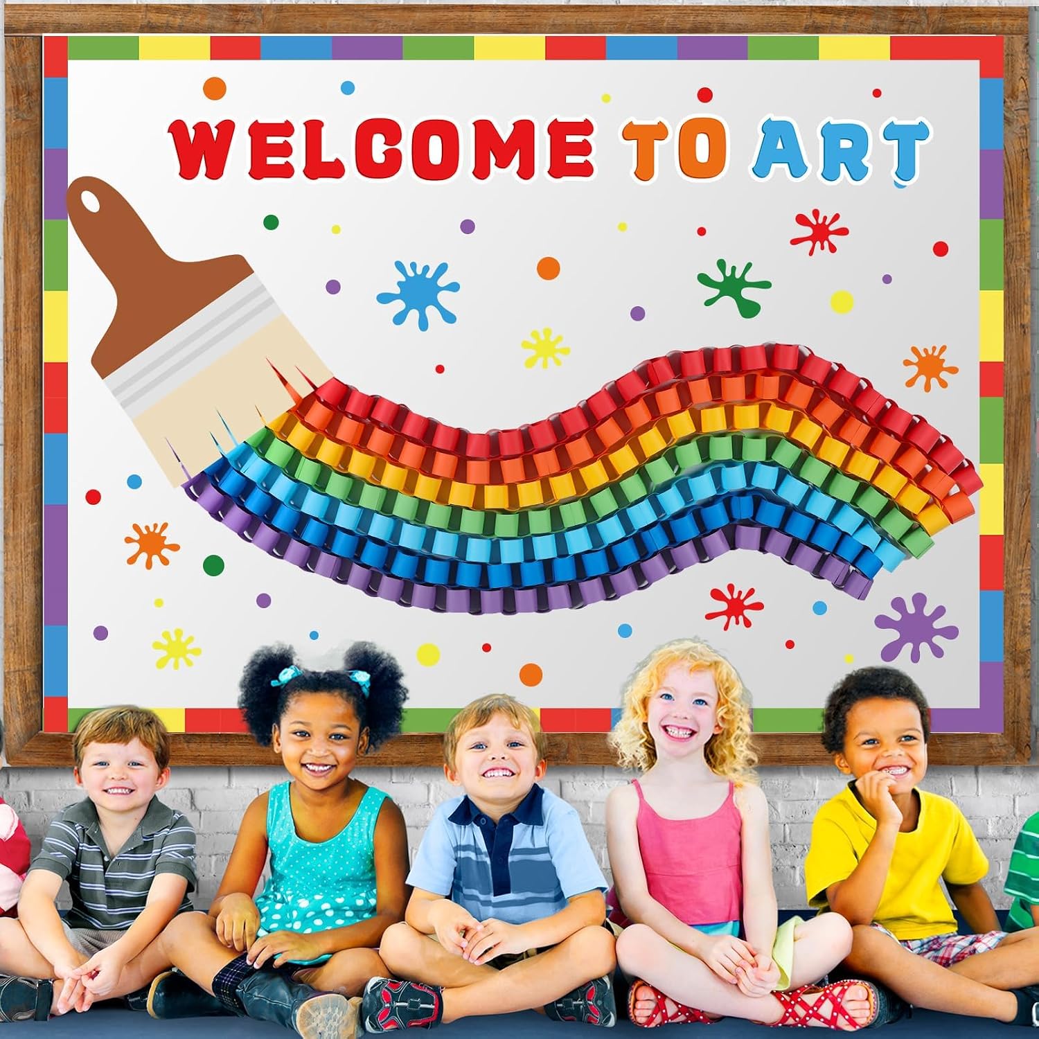 Bulletin Board Decorations for Classroom Painting Art Bulletin Board Set Back to School Classroom Decoration Colorful Rainbow DIY Paper Cutouts for Paint School Window Wall Door Home Decor