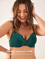 Vista 5 de Deyllo - Brasier de encaje para mujer, con copa con efecto de realce, relleno y varillas