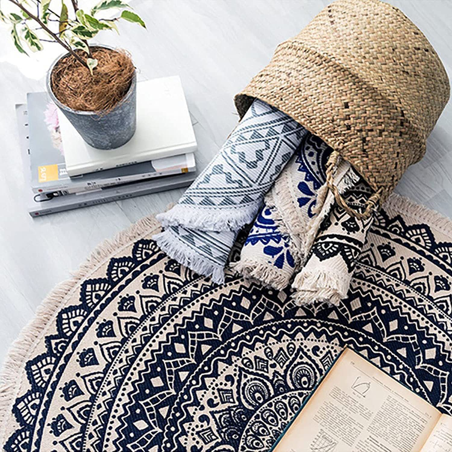 Tapis Rond Bohème 1200 Cm - Antidérapant, Doux, Pour Salon Ou Chambre D'enfant