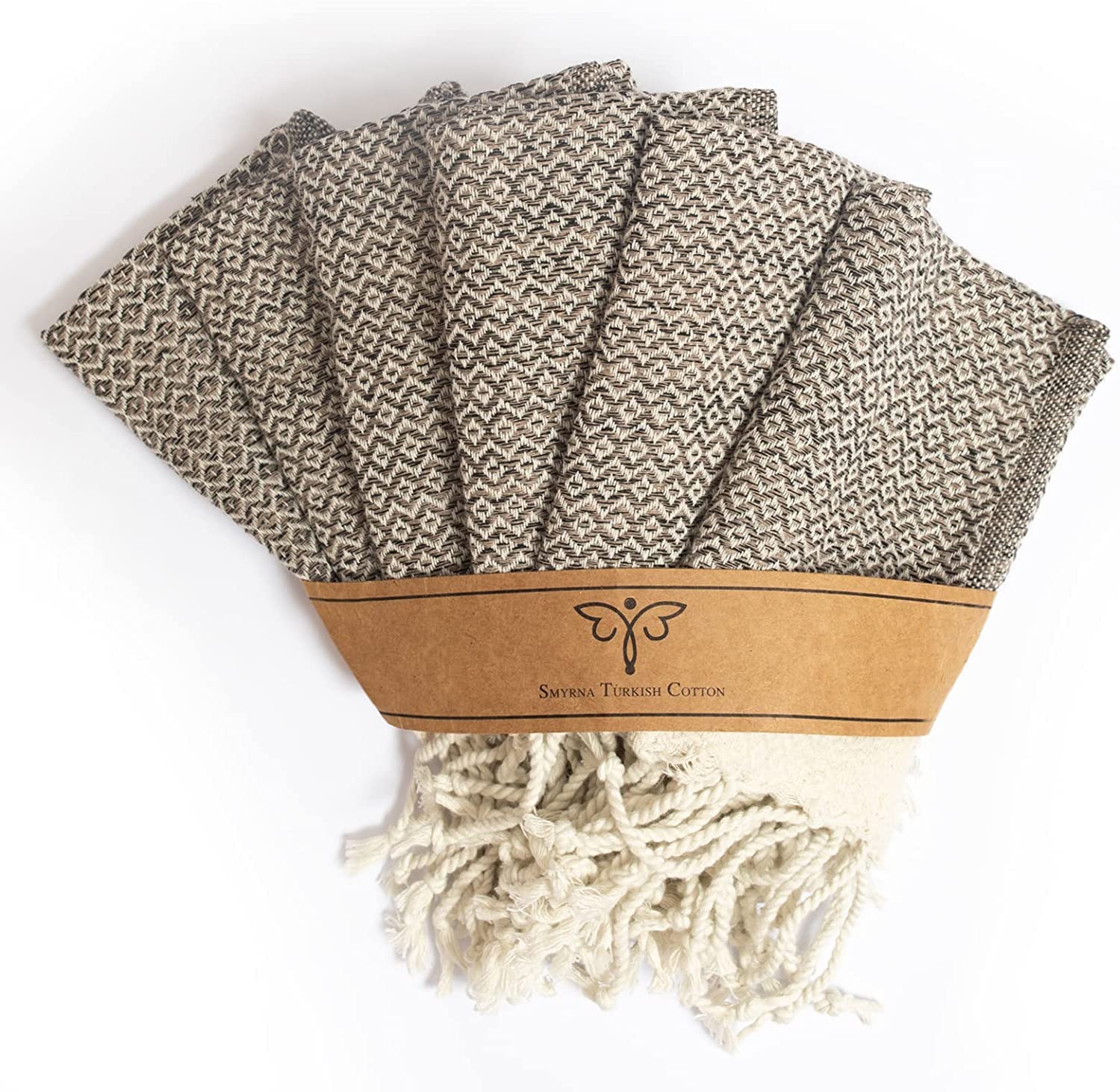 SMYRNA TURKISH COTTONWash Cloths Pack of 6 | 12"x17" | Versatile Bath Towels for Bathroom, Hotel, SPA, Gym | Soft, Absorbent, Prewashed and Quick Dry Turkish Hand Towels, Latte