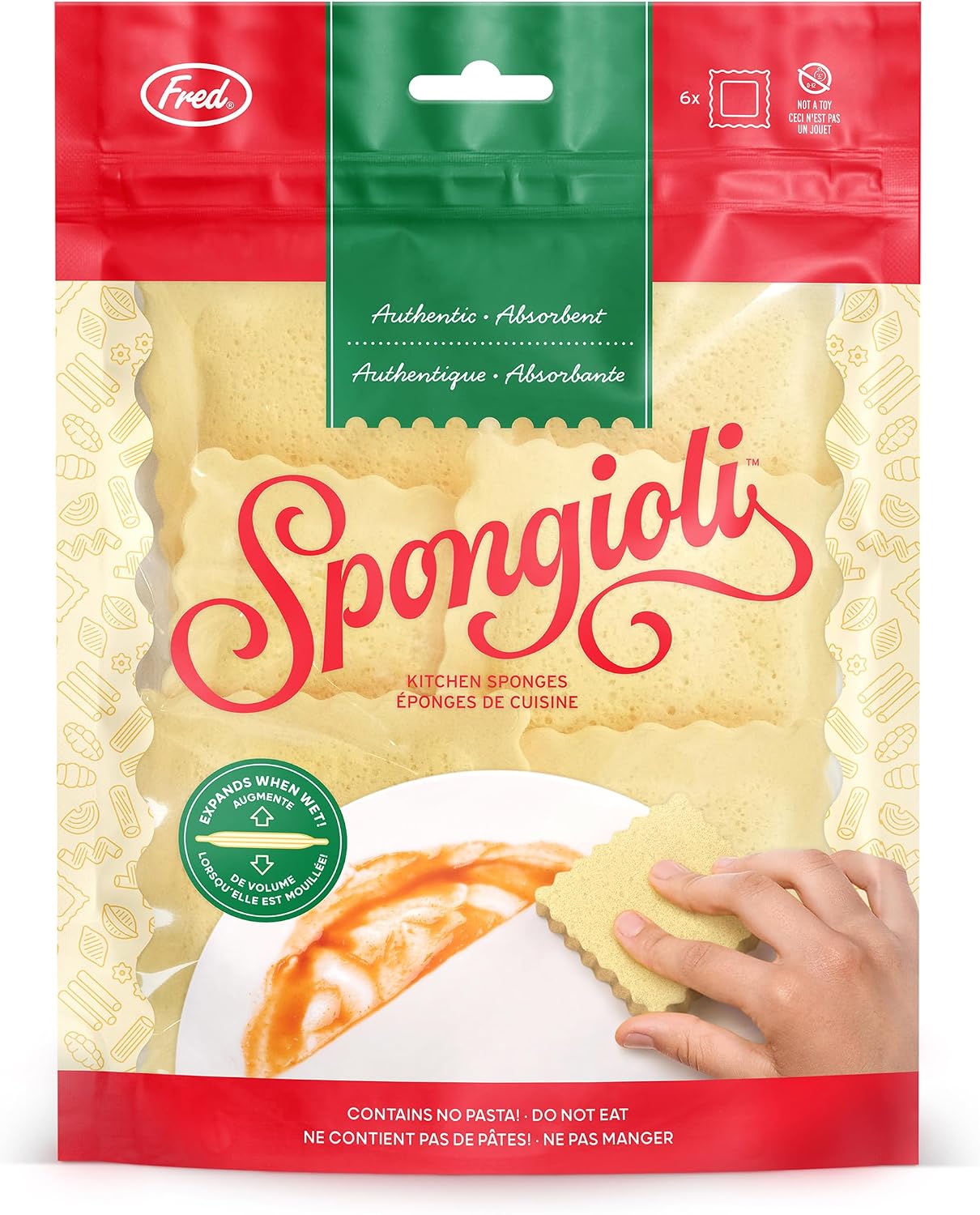 Genuine Fred SPONGIOLI, Compressed Kitchen Sponges, Set of 6 image 3