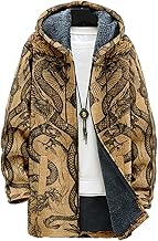 MARSVOVO Mens Zip Up Hoodie Long Fall Fleece Lined Cardigan Fashion Cool Graphic Print Knitted Coats Sherpa Jackets