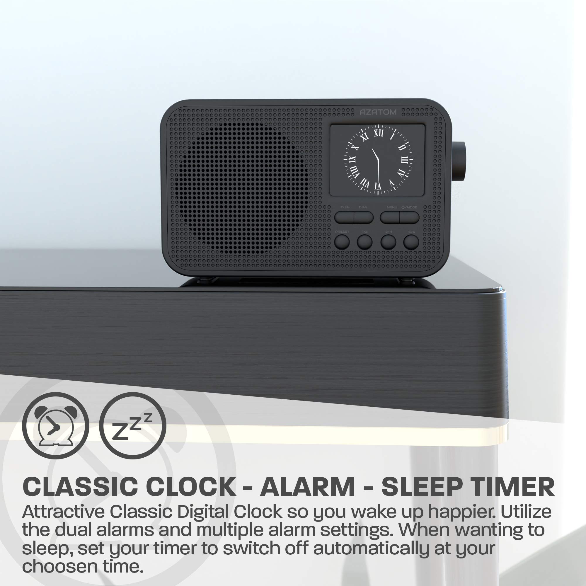 AZATOM Aspire DAB/DAB+ FM & Bluetooth Digital Portable Radio, 60 Preset