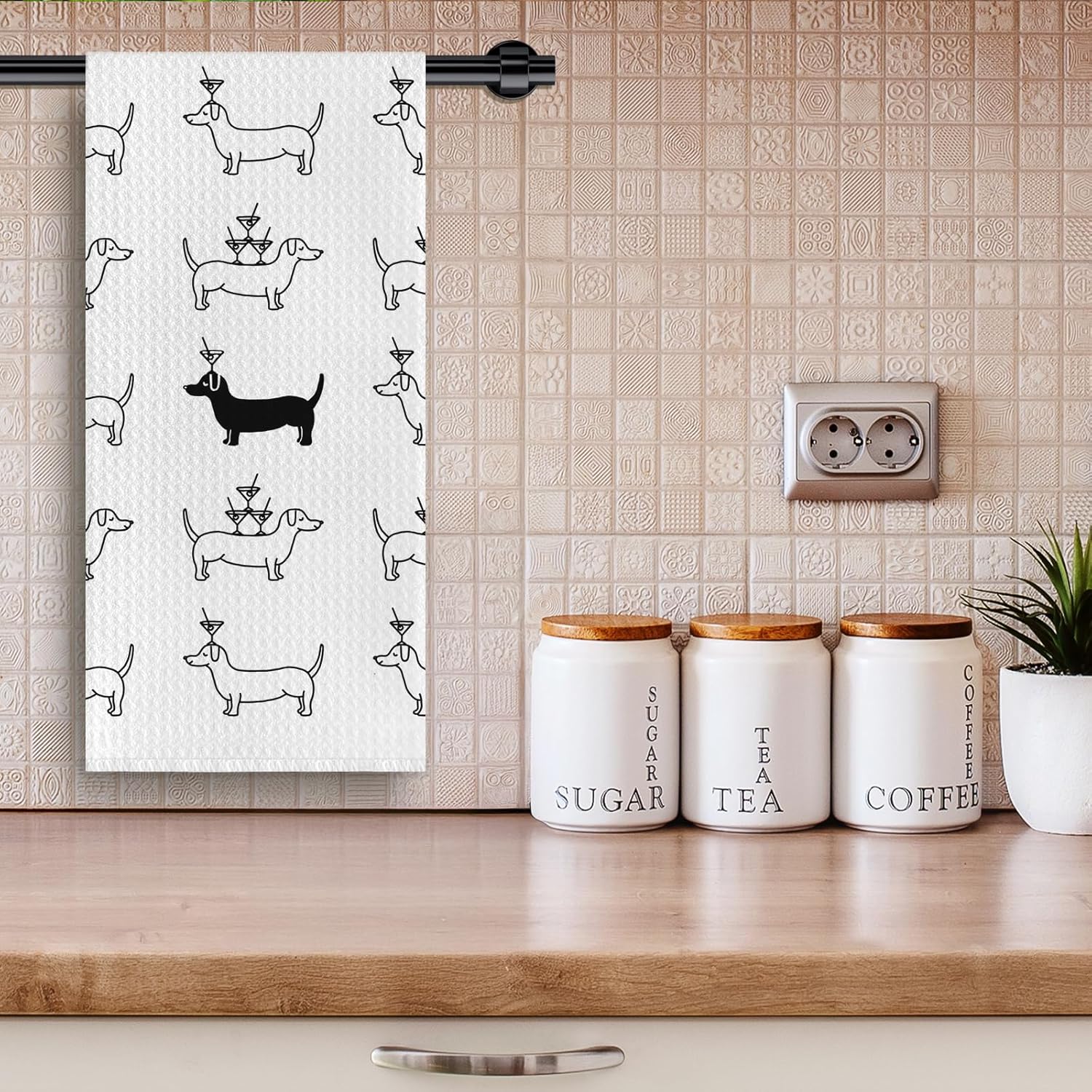 Cocktail Dachshund Kitchen Dish Towels, Weiner Dog Dachshund Lovers Gifts, Gifts for Martini Cocktail Lovers Decorative Hand Tea Towels for Kitchen, 16x24 Inches - Image 3