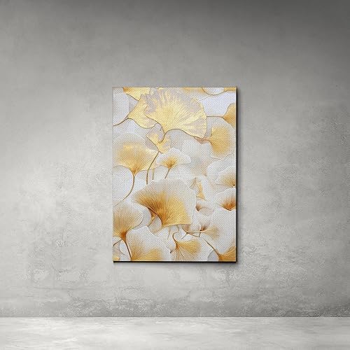 Miniatura 4 de Original Ginkgo biloba Print On Canvas, Modern Textured Gold Wall Art, Abstract Gold Leaves Print, Living room Wall Decor, Wall Art, Arts