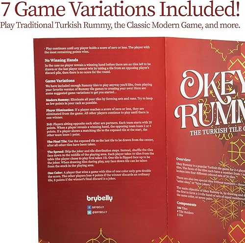 Miniatura 5 de Juego de lujo Rummy Tiles, juego de mesa familiar Rummy Cube - Prueba las reglas turcas tradicionales o juega de la manera clásica, incluye 104