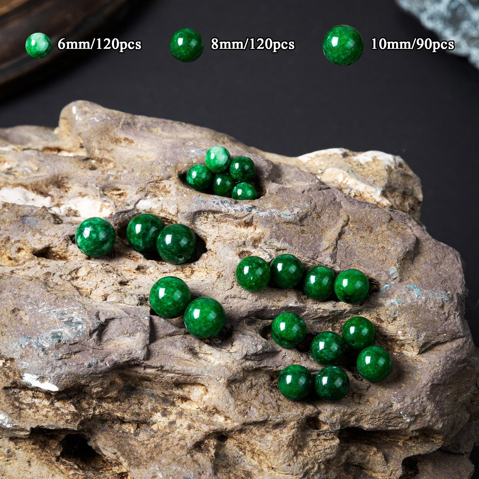MIRGREE 120pcs 8mm Natural Peridot Gemstone Beads - Smooth Round Spacers For Jewelry Making With Stretch Cord
