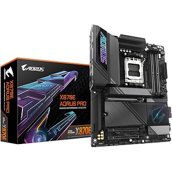 GIGABYTE X870E AORUS PRO Motherboard - Supports AMD Ryzen 9000 CPUs, 16+2+2 Phase Digital VRM, up to 8000MHz DDR5 (OC), 3xPCI