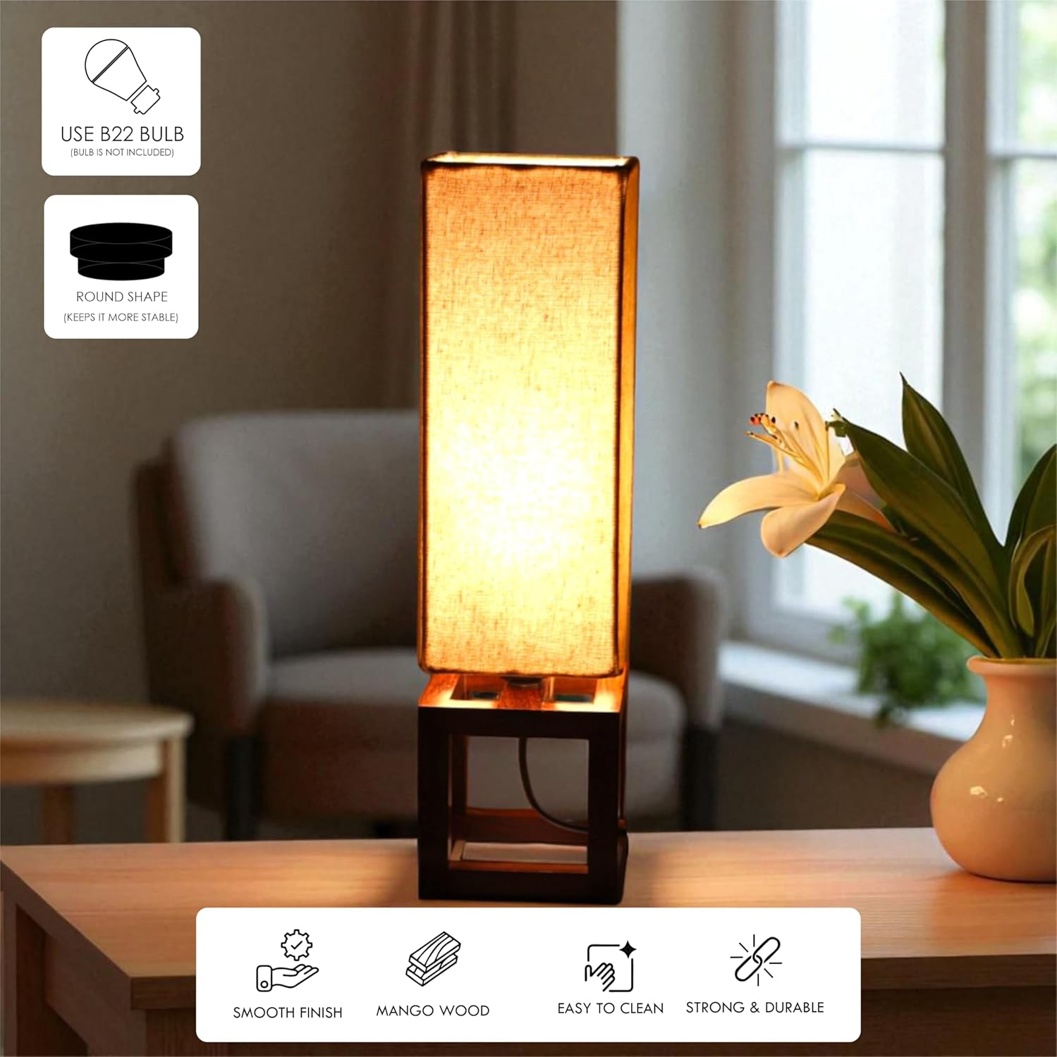 Unique Design Wooden Table Lamps for Bedroom Table Lamps for Living Room Study Bedside Table Lamps for Home Decoration Office Desk Lamp for Drawing Room Lamp