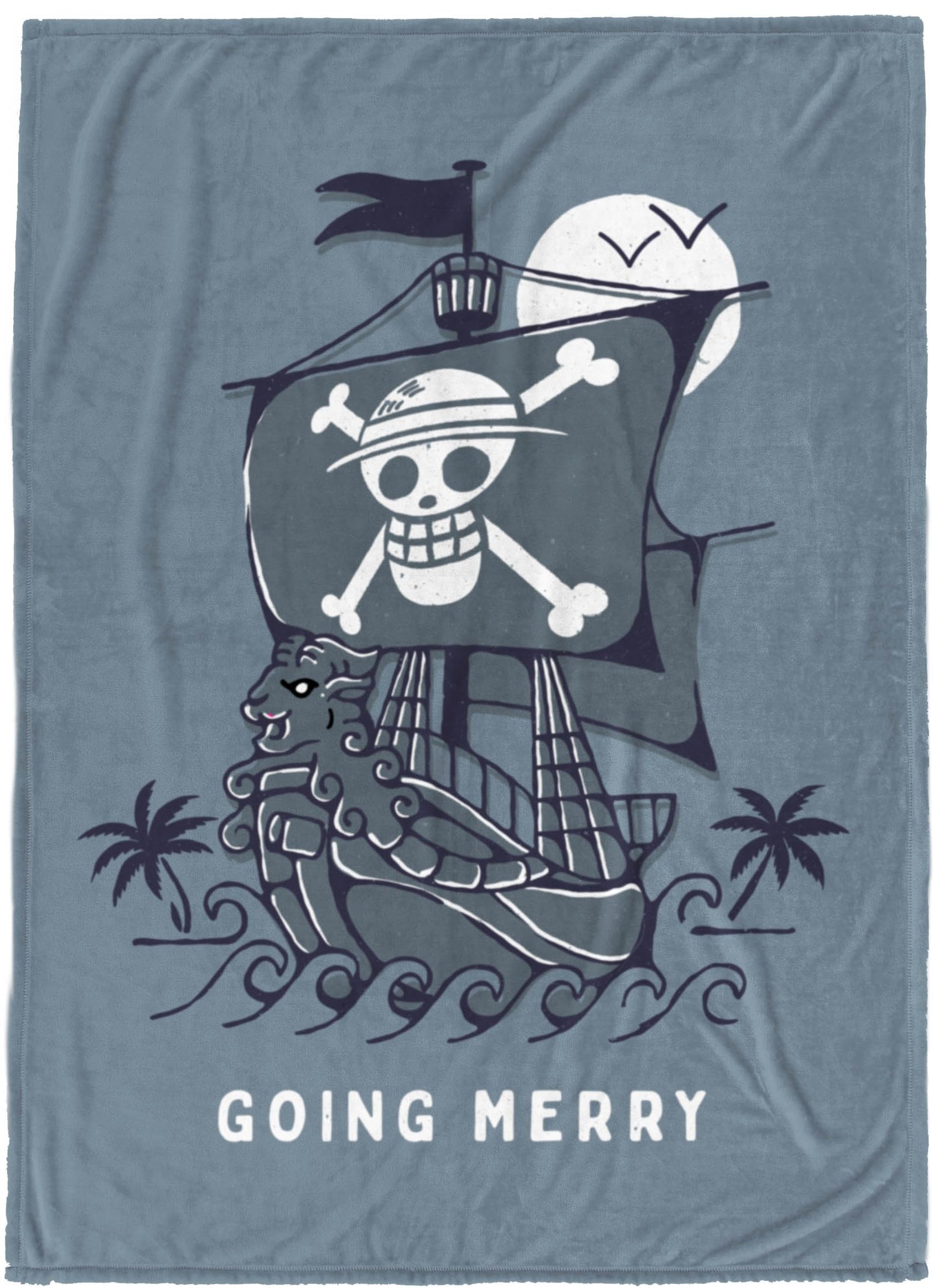 Jeté de lit en peluche pour enfants à motif de pirates et chapeau de paille 127x178cm