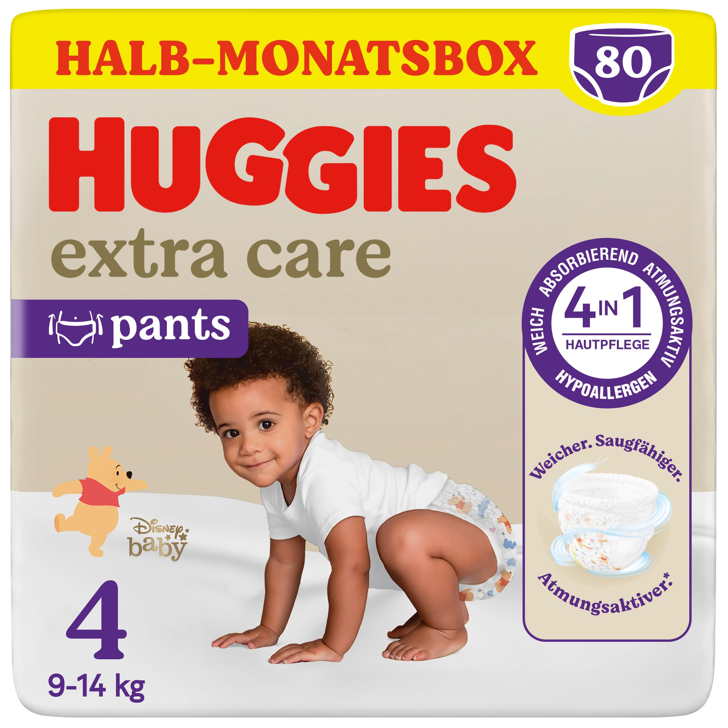 Huggies Pants Extra Care mit Disney-Design Größe 4, 80 Windeln (2x40), Halb-Monatsbox