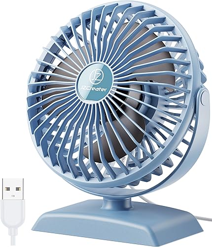 JZCreater Ventilador de escritorio USB, ventilador USB Mini, ventilador de escritorio de rotación 360 con 3 velocidades, ventilador de refrigeración
