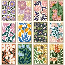 Ogeby 24 Pack Floral Greeting Card with Envelopes & Stickers, Boxed Floral Blank Note Cards Set for All Occasions, 12 Assorted Designs, 4x6 Inch, Blank Inside