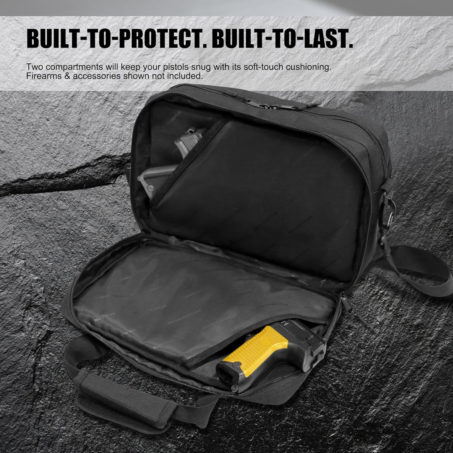 Gun Range Bags for Handguns, Tactical 2 Firearm Shooting Bag for Ammo, Pistol Carrying Case with Multi-Pockets, Shooters Duffle Bag for Outdoor Hunting
