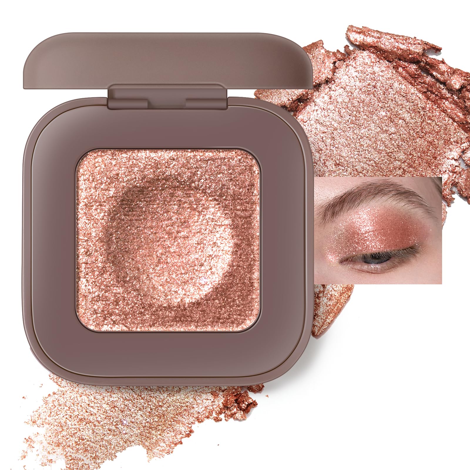 Noerrors Duochrome Champagne Pink Silver Glitter Eyeshadow Palette, Holographic Multichrome Rich Color Shimmer Metallic Eye Shadow, Color Shift Diamond Sparkle Eye Brightener Palette Fairy Makeup#01 #01 champagne pink silver