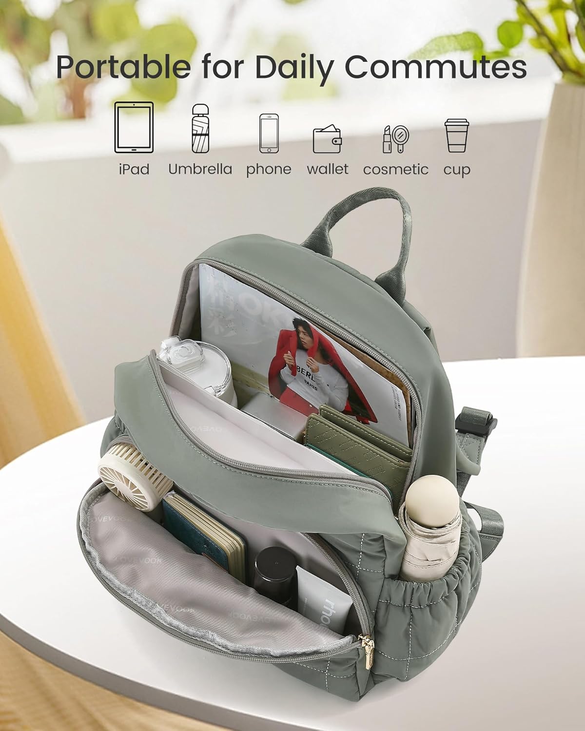 LOVEVOOK Small Backpack Purse for Women, Mini Puffer Backpack with Anti-theft Pocket, Lightweight Quilted Casual Daypack for Daily Work & Travel - Image 3