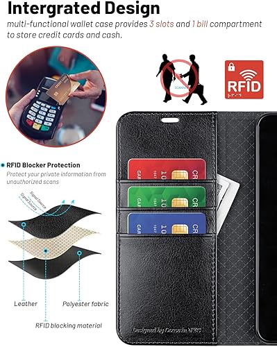 Miniatura 3 de OCASE Funda tipo cartera compatible con Galaxy S23 5G, de piel sintética, con tarjetero, bloqueo RFID, soporte de protección contra golpes, carcasa