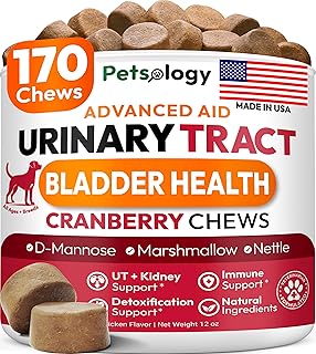 Dog UTI Treatment - 170 Cranberry Chews for Dogs - Urinary Tract Infection, Bladder & Kidney Health Multivitamin - Cranberry Supplement for Dogs with D-Mannose - Dog Vitamins and Supplements