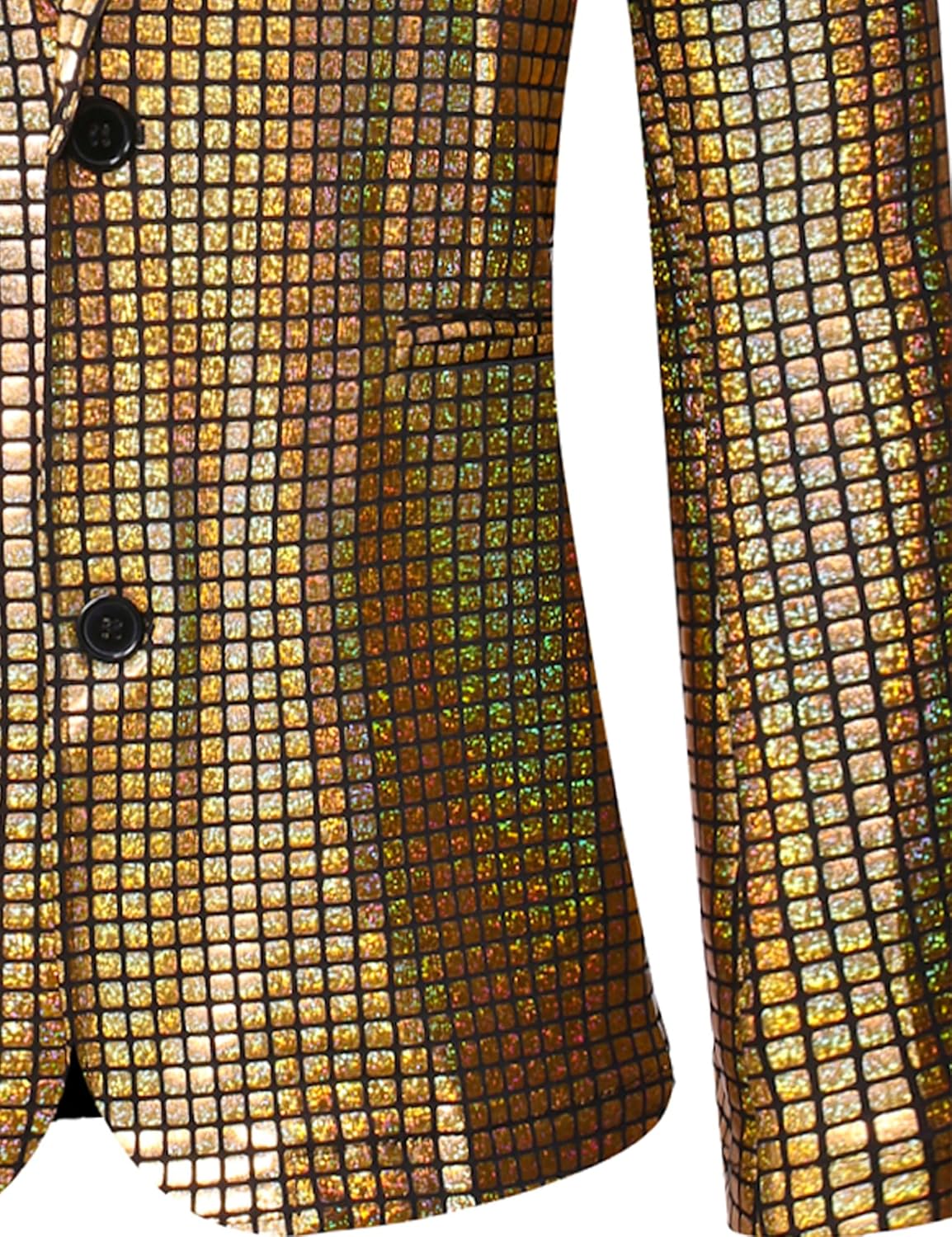 ZEROYAA Men's Metallic Shiny Suits Disco Sequin Blazer and Pants 2 Piece Sets for Party Prom - Image 6