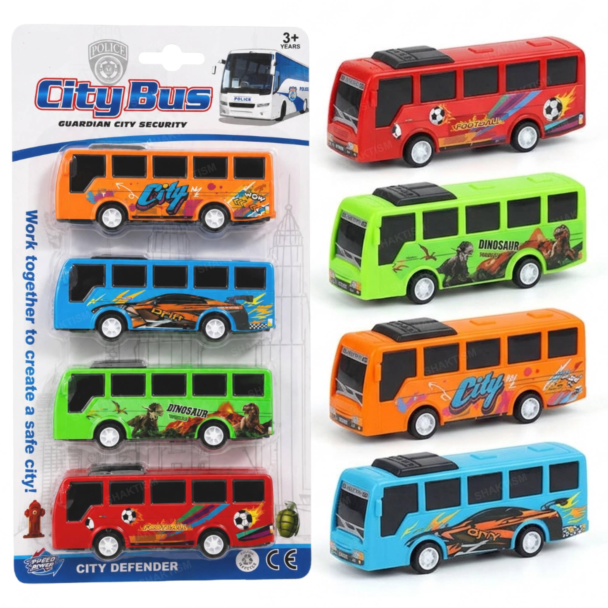 SHAKTISM Kids City Bus Toy Set for Boys & Girls | Mini Pull Back Cartoon Bus Vehicles Pack of 4 | Friction Powered Colorful Toy Buses for Kids | Small Travel BusToys for Birthday Return Gifts-image-46