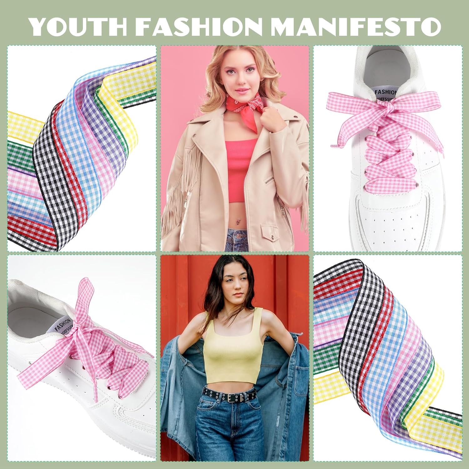 COMNICO 7 Pairs Satin Ribbon Shoe Laces for Women, 1.5cm Wide Soft Silk Ribbon Snow Yarn Shoestrings Colorful Shoe Ties Plaid Shoelaces