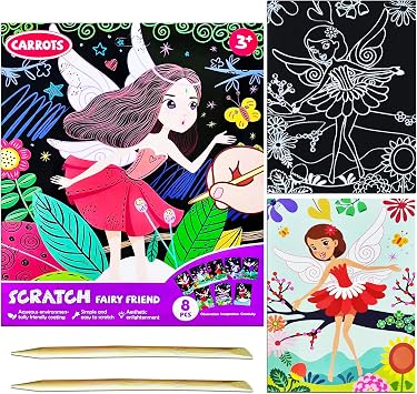 JUNQIU Scratch Art for Kids, Princess Scratch Rainbow Art, Arts and Crafts