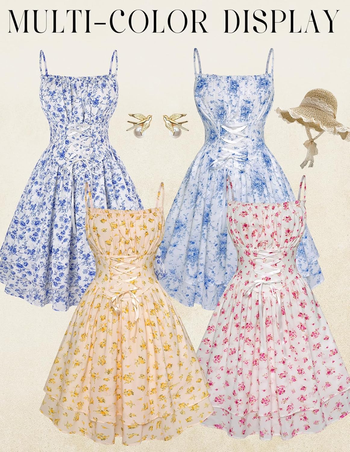 Scarlet Darkness Women Corset Floral Dress Spaghetti Strap Mini Sundress for Teens - Image 6