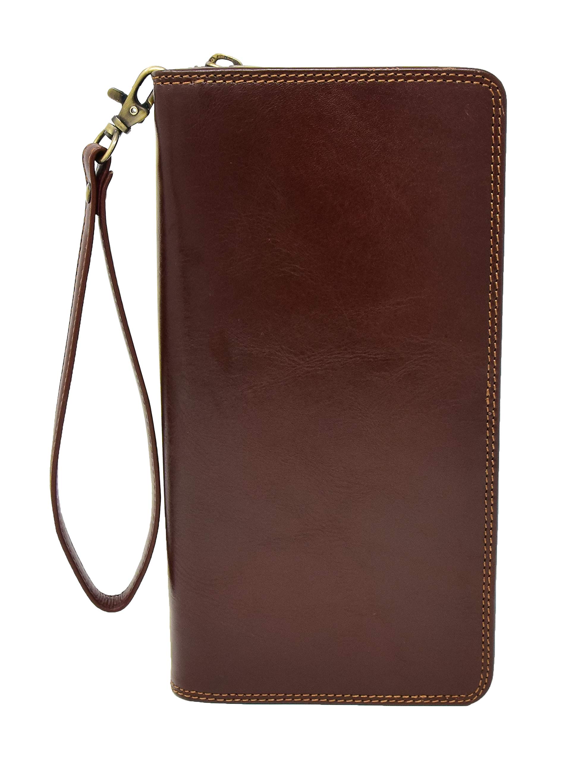 DR433 - Cartera de viaje para pasaporte de piel, color marrón, Brown, S, Casual