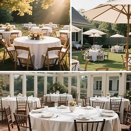 Miniatura 30 de BIGTONE Paquete de 12 manteles rectangulares blancos de 60 x 102 pulgadas, embalaje de cinta cruzada reutilizable para mesas de 6 pies, mantel