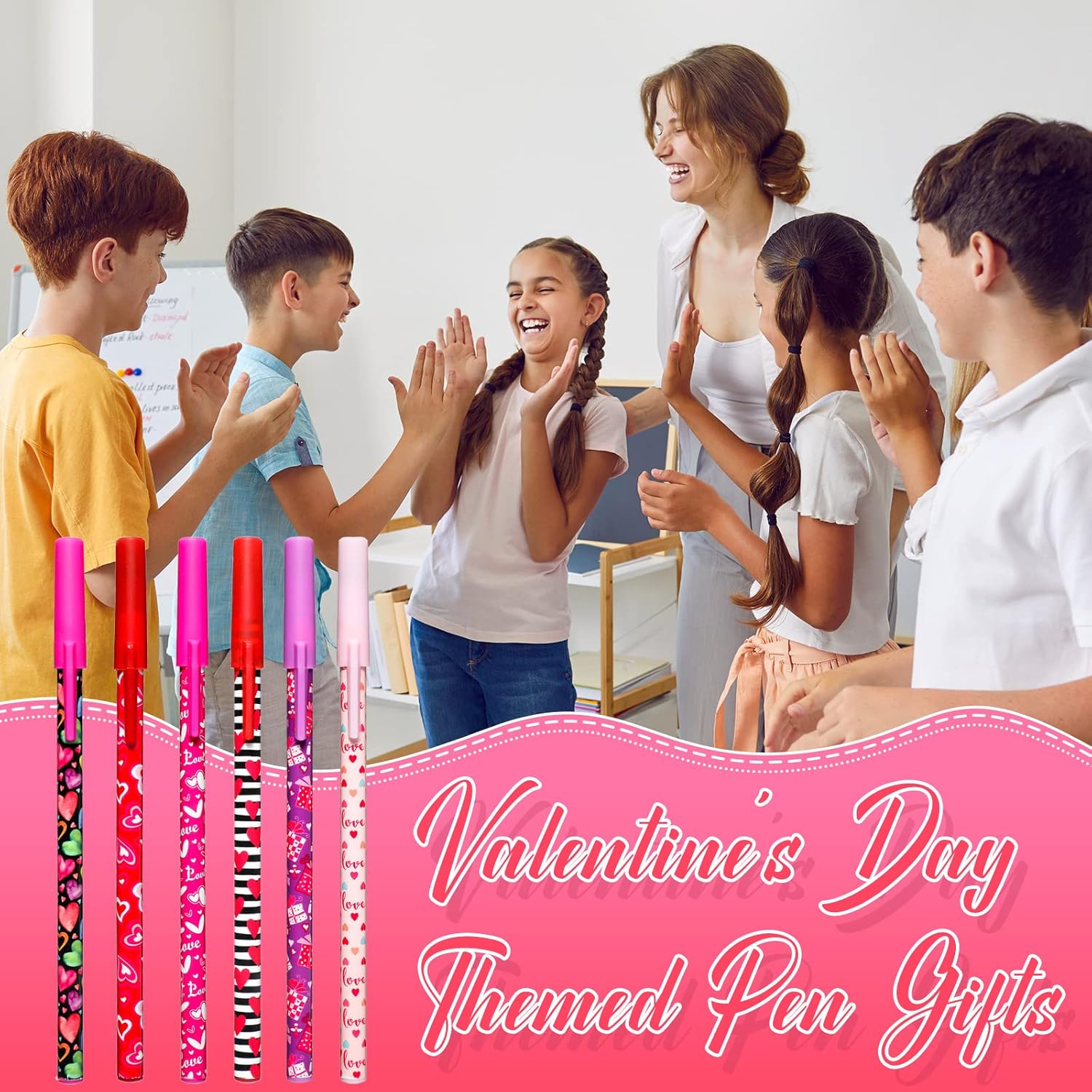 Sepamoon 96 Pcs Valentine's Day Ballpoint Pens Bulk Valentines Day Gift Heart Ballpoint Smooth Writing Pen Black Gel Ink for Wedding Party Office Stationery Colleagues Teacher Birthday Supply, 0.7mm - Image 5