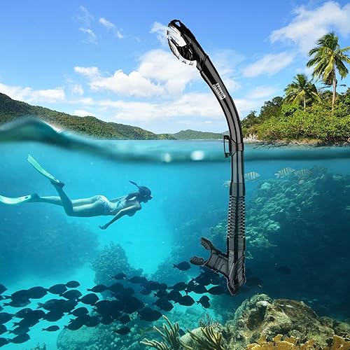 Miniatura 10 de Aegend Esnórquel seco, máscara de buceo fácil de respirar, esnórquel para esnórquel, buceo, buceo, apnea, natación, con válvula seca superior