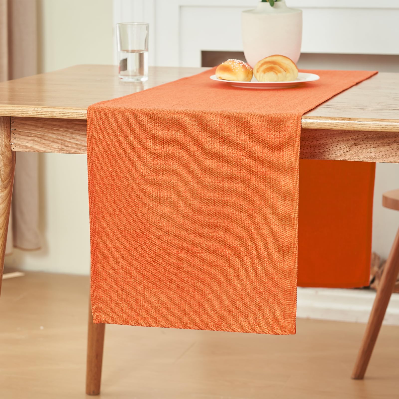 WAITER TREE Table Runner for Dining Table with Tassels 35x240 cm, Faux Linen Waterproof Table Runners for Party Home Docorations Birthday Wedding Bridal Baby Shower - Orange — image 1