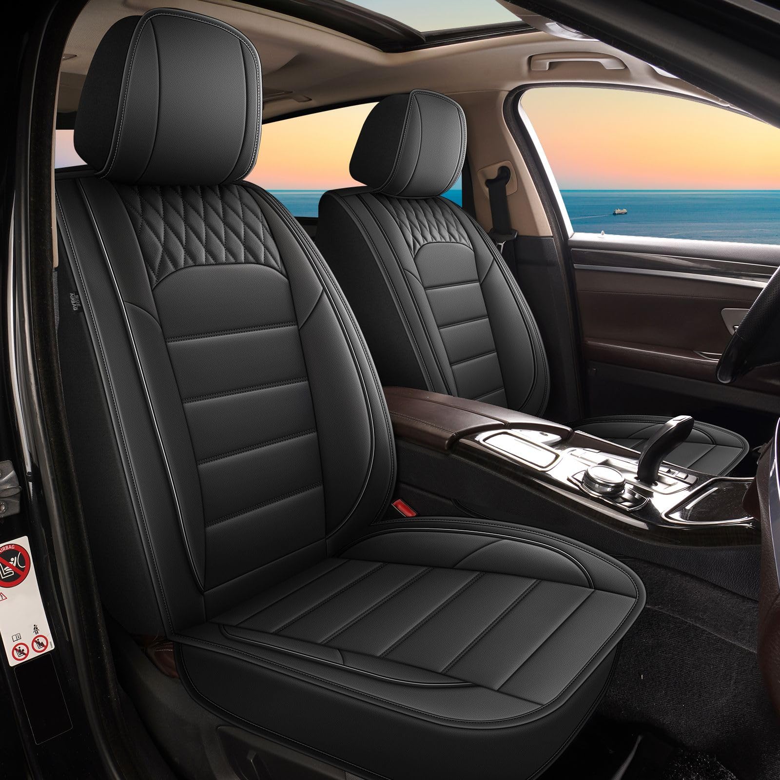 RAWAKORW Front Seat Covers (Black, 2 Seats)