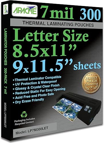 Miniatura 22 de Apache Bolsas de laminado de 10 mil, para hojas de papel tamaño carta de 8.5 x 11 pulgadas, 9 x 11.5 pulgadas, paquete de 100