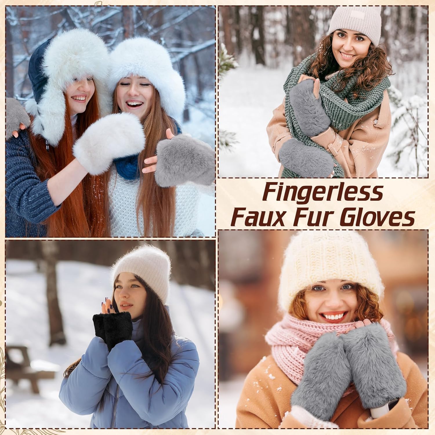 Women Fingerless Faux Fur Gloves Plush Furry Mittens Soft Fluffy Winter Half Finger Arm Warmer Cold Weather - Image 6