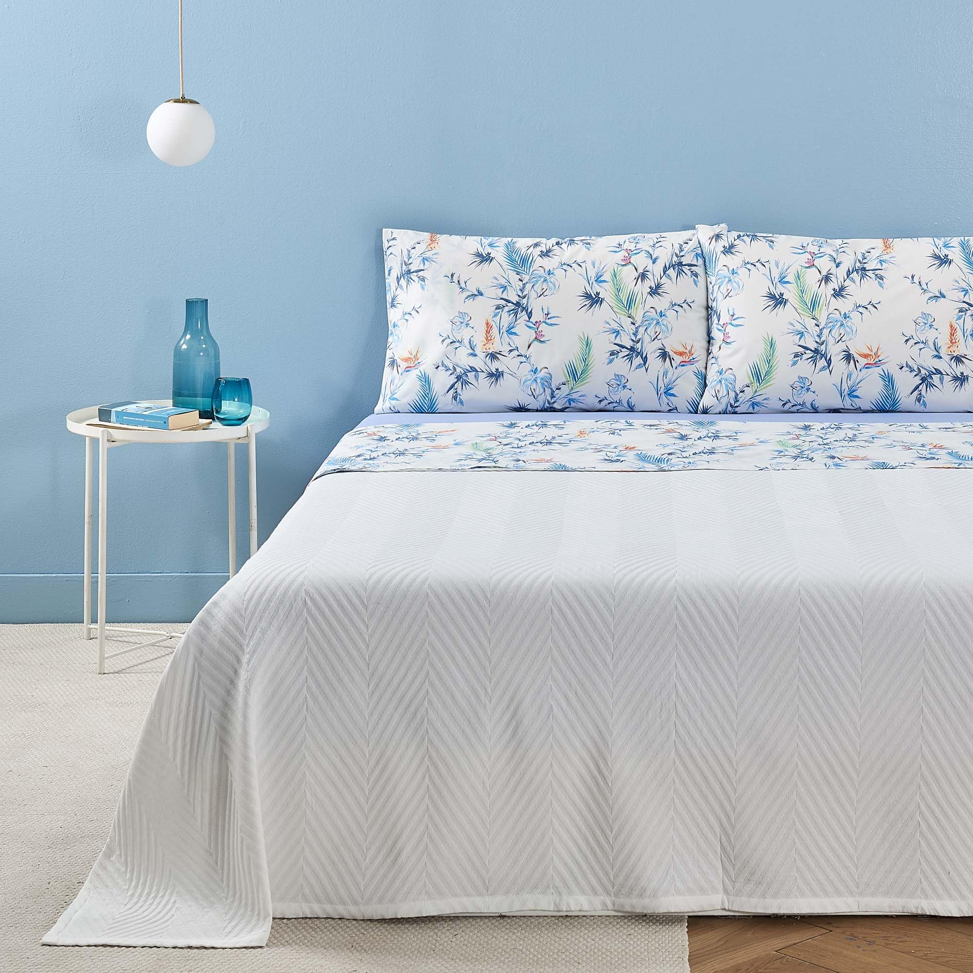 Zucchi - Set Lenzuola Percalle Matrimoniale 175x200 - sotto con Angoli da 30 cm, Lenzuolo Sopra e 2 Federe - Azul M1