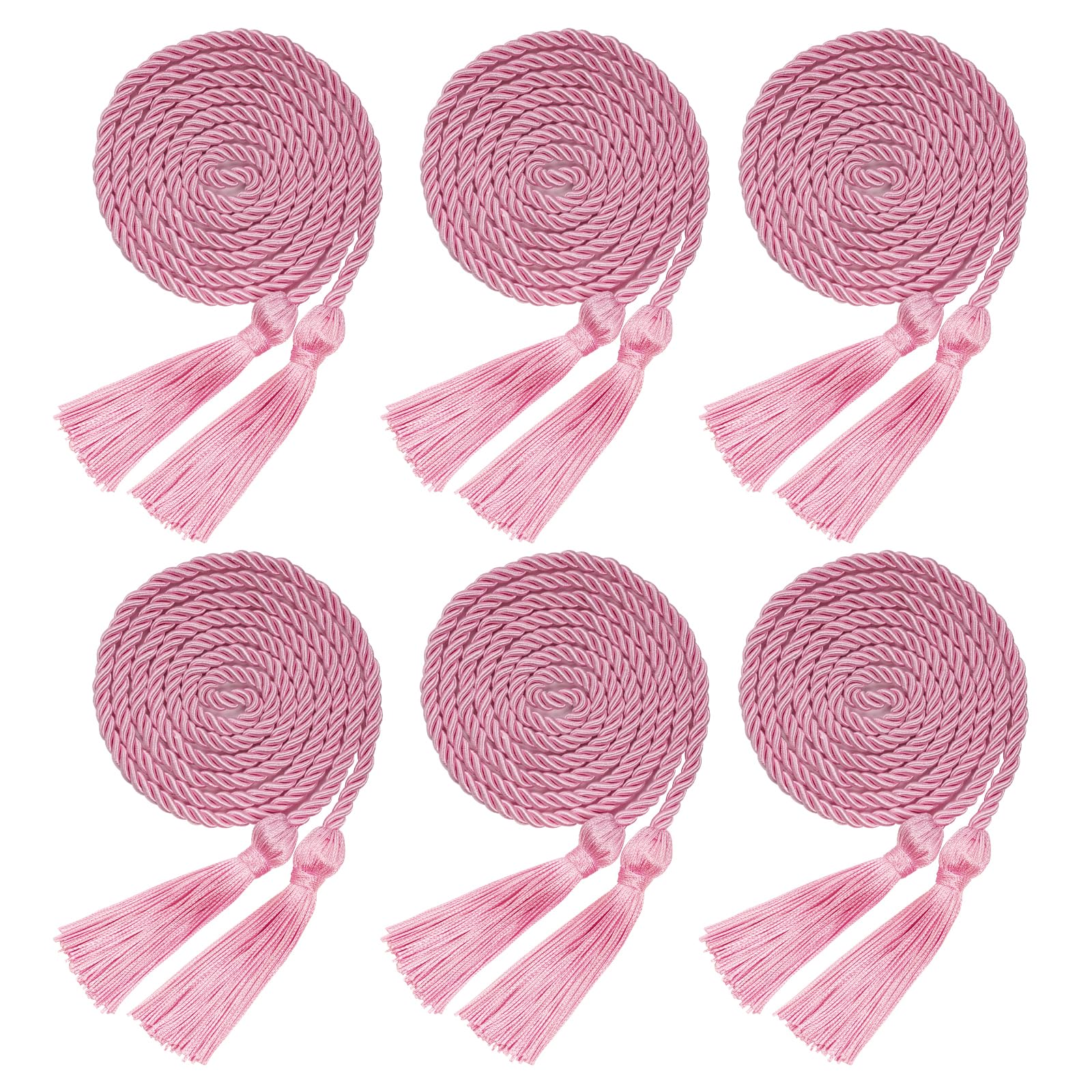 HOVEOX 6 Pieces Graduation Cords Tassels Cord Honor Cords with Tassel Graduation Honor Cords for Graduation Students (Pink)