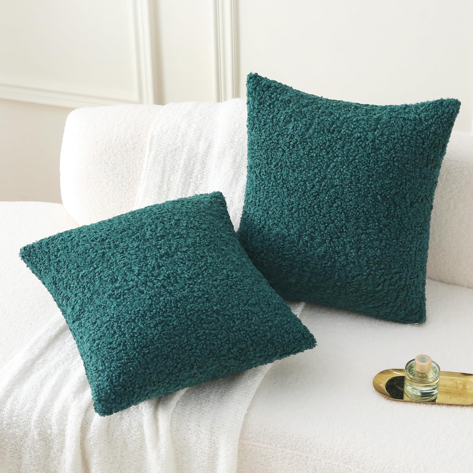FUTEI Set di 2 federe per cuscini in finta pelliccia di lana bouclé, morbide e soffici, 45 x 45 cm, decorazione per la casa, divano, letto, soggiorno, ufficio, auto